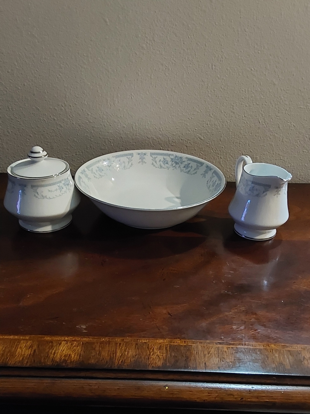 Classic White and Light Blue Whisper Floral Porcelain Tea Set - 3 Piece - Picture 3 of 3